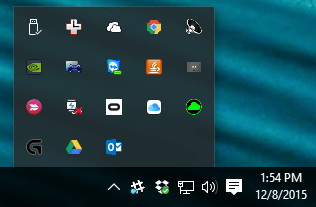 windows status bar with many icons.