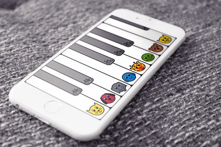 iPhone with piano app.