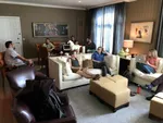 People chilling in a lounge.