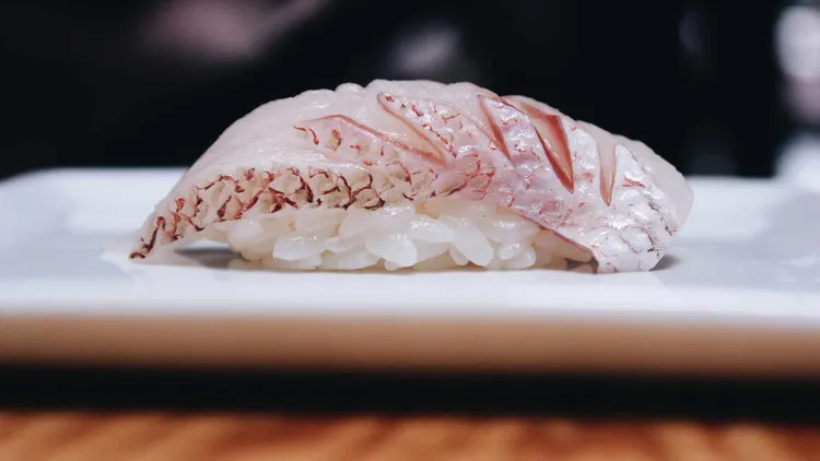 close up shot of sushi.