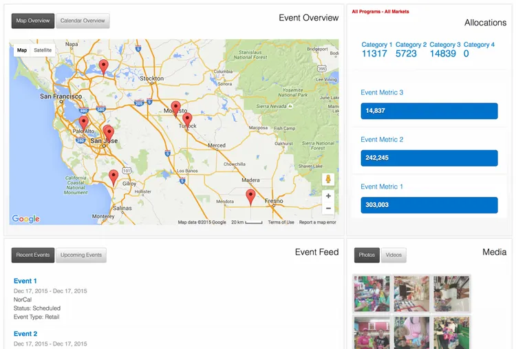 Dashboard with a map and stats.