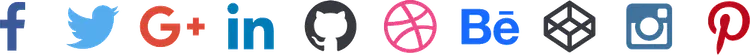 row of social icons.